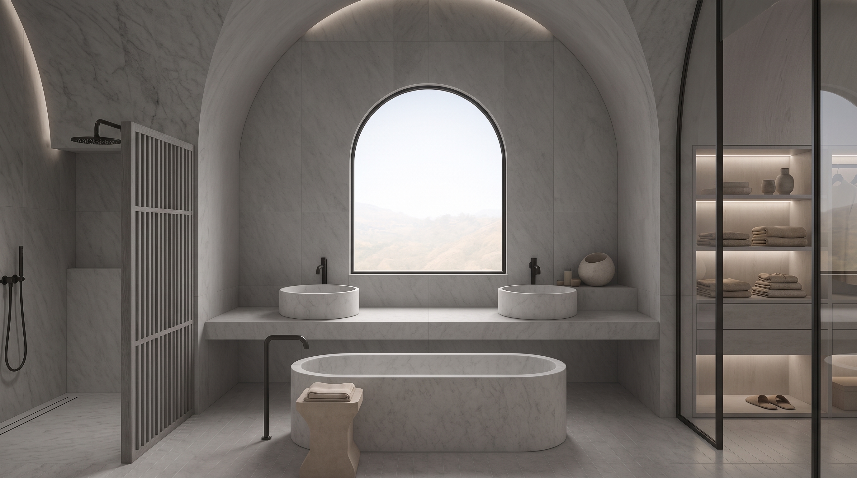 Bañera y labavos macizos en carrara