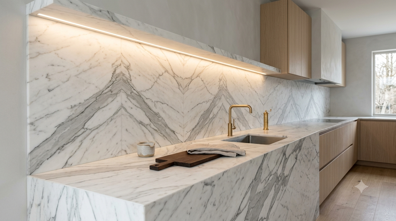 Backsplash Book-matched — Mármol Calacatta